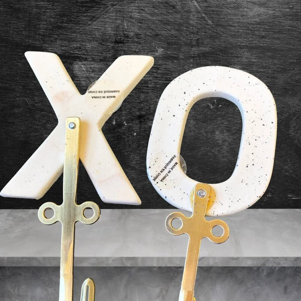 Decorative Ceramic + Metal Wall Mount Hooks Letters X + O